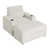 42" Oversized Chaise Lounge Indoor,Faux Rabbit Fur Sofa Bed with Storage Ottoman and N723P232726A