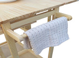 Square Solid Wood Folding Dining Cart with 2 Free Stools Natural 95835468