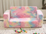 Glow-in-the-Dark Kids Foldable Sofa Bed All-Sponge Single Chaise Lounge Pink Unicorn Flannel 11822891