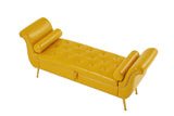 ZNTS Yellow, PU Leather, Metal Feet Upholstered Ottoman Bedroom Lounge Ottoman Flip Top Storage Sofa 74324756