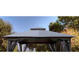 ZNTS 10x10 Ft Patio Double Roof Gazebo Replacement Canopy Top Fabric, Gray W419101851