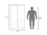 Wardrobe Berlin, Two Doors, Hanging Rod, Two Shelves, Shoe Rack, Bedroom, Wengue B128P343764