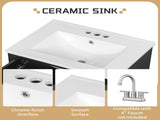 24" Bathroom Vanity with Sink and Drawers, Black Freestanding Vanity Cabinet with Ceramic Top and 74450990