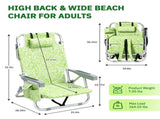 1 PCS Aluminum Beach Chair, 8.5 Inch Seat Height Yellow Tribal Pattern, Adjustable Folding Chair 24798365
