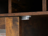 Corner Bar Cabinet with LED Lights and Mirrored Backing, Modern Rustic Liquor Cabinet with Glass N752P508295D