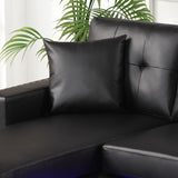 Sorenza 74"W Black PVC Reversible Sectional Sofa Chaise with LED Light, USB Port, Nailhead Trim, B061P284876