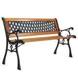 ZNTS 49" Garden Bench Patio Porch Chair Deck Hardwood Cast Iron Love Seat Weave Style Back 41635196