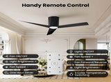 Ceiling Fans with Dimmable Led Lights, 52 Inch Flush Mount Ceiling Fan Remote Control, Quiet DC 08567897