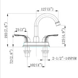 ZNTS 4 Inch 2 Handle Centerset Bathroom Faucet,with Pop up Drain and 2 Water Supply Lines,Matte Black W124372192