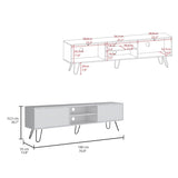 Vassel TV Stand, Entertainment Unit with Hinged Drawers and Hairpin Legs B200P173211