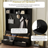 ON-TREND Elegant Wide Hall Tree with 5 Hooks, Versatile Entryway Lift Top Storage Bench with 2 N721P234409B