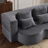 Queen Size Sofa Bed, Chenille Futon Sofa Couch, High-Density Foam Convertible Sleeper Sofa, W1829P280219