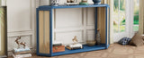 TREXM Narrow Console Table with Unique Irregular Top Design, Entryway Table with Open Shelf, Rattan N715P228111C