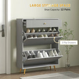 Gray shoe cabinet with adjustable shoe rack 17428289