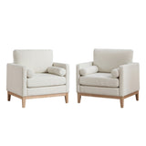 35.4 "Wide Modern Farmhouse Performance Accent Chair with Natural Wood Legs, Wood Base Reading W3118P283467