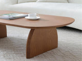 47.24" Oval Coffee Table with Solid Wood Veneered, Mid Century Modern Wooden Coffee Table, Walnut W2664P346449