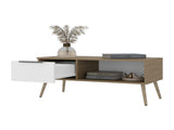 Basset Coffee Table, 1 Drawer, 1 Shelf, 4 Legs, Natural Oak / White B097P474258