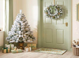 4FT Flocked Christmas Tree in Cup Pot, 211 PVC Tips, 120 Warm White Lights with 8 Modes & Remote, US 19756908