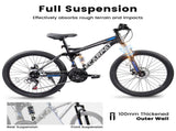 A2460 24 Inch Mountain Bike with Full Suspension, 21 Speed Shifter Lever with Gear Indicator, High W1856P501614