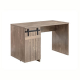 Home Office Desk Hazelnut One Cabinet Three Shelves Faux Barn Door on Metal Euro Hinges Modesty B107P218344
