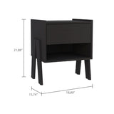 Joy Nightstand , End Table, Side Table Four Legs, One Open Shelf, One Drawer -Black B07091917