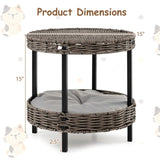 2-Tier Rattan Cat Bed , Gray 59665723