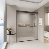 56-60 in. W x 72 in. H Double Sliding Shower Door, Semi-frameless Bypass Bathroom Sliding Door with W1573P239432