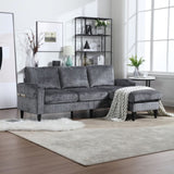 UNITED WE WIN Sofa for three, solid wood frame, Chenille fabric, side pocket, with two cup holders, W1568142738
