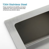 33"x19" Embedded Double Bowl Kitchen Sink, Undermount Handmade Sink in Brushed T3177P296196