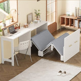 Twin Size Murphy Cabinet Bed with Adjustable Position Desk, Murphy Chest Dresser Bed with Foldable N733P272603K