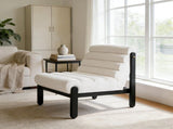Fluffy Accent Chair White with Black Solid Wood Frame N767P366257W