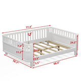 Full Size Wood Platform Bed for Kids, Wood Low Profile Full Bed with Rails for Girls and Boys, W2593P233767