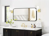 Bathroom Mirror 20x28 Rounded Rectangle Wall Mirror, Matte Metal Framed Vanity Rectangular 83402170