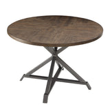 Industrial Style Round Table 1pc Burnished Brown finish and gray metal finish Rustic Style B011P199728