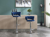 Set of 2 Bar Stools,with Chrome Footrest and Base Swivel Height Adjustable Mechanical Lifting Velvet W1249P247741