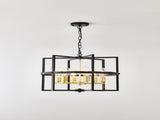 6-Light Metal Lantern Tiered Pendant Hanging Light Fixtures, Industrial Farmhouse Adjustable Height W5008P464267