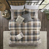 7 Piece Herringbone Comforter Set Neutral Queen B03597190