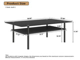 Modern Rectangular Glass Coffee Table with Tempered Glass Top and Wood Shelf, 38.6-Inch 77397661