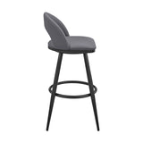 Charlotte Swivel Bar Stool in Black Metal with Gray Faux Leather B2736P354270