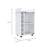 Dukat Bar Cart,Two Shelves, Six Built-in Wine Rack, Four Casters -White B07091850