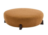 Modish Round Ottoman Boucle Top with Splayed Rubber Wood Legs, Pumpkin Orange N769P346256O