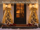 6FT Pre-Lit Flocked Christmas Tree with 42 Real Pine cones & Gold Ribbon Bows, 200 Warm White LEDs 8 N704P526149J