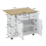 Multi-Functional Kitchen Island Cart with 2 Door Cabinet and Two Drawers,Spice Rack, Towel Holder, W757139001
