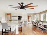 66 Inch Ceiling Fan With 6 Speed Wind 8 Dual Colors Blades Remote Control Reversible DC Motor With W934P211103