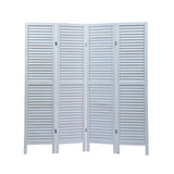 ZNTS Sycamore wood 4 Panel Screen Folding Louvered Room Divider - Old white W2181P146770