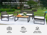 4-Piece Patio Furniture Set Outdoor Balcony Porch Garden Backyard Lawn Furniture Acacia Wood Table W2391P149819