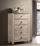 Imerland Contemporary White Wash Finish Bedroom 6-piece Set, King Bed, Dresser, Mirror, 2 T2574P200211