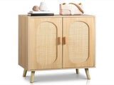 Modern Rattan Shoe Storage Cabinet with Double Doors and Adjustable Shelves, Accent Cabinet for 48636771
