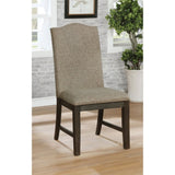 Transitional Style Espresso Frame 2pc Side Chairs Padded Seat Back Nailhead Trim Warm Gray Fabric B2741P309198
