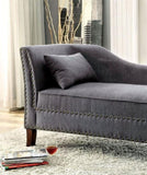 Modern Contemporary 1pc Chaise Gray Linen Like Fabric Nailhead Trim Living Room Bench Pillow B2741P305690